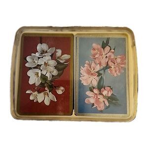 Vintage Congress Cards White Pink Flowers for Bridge Playing Cards 2 Decks Vtg